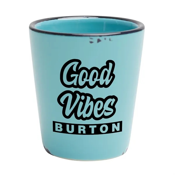 Aqua color option for Distressed Camp Stone Shot Glass