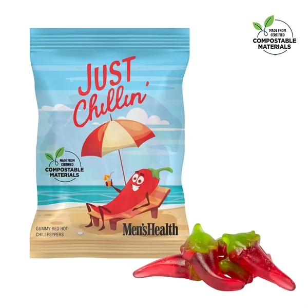 White color option for 4 Oz Eco Digibag™, Compostable, Red Hot Chili Pepper Gummies