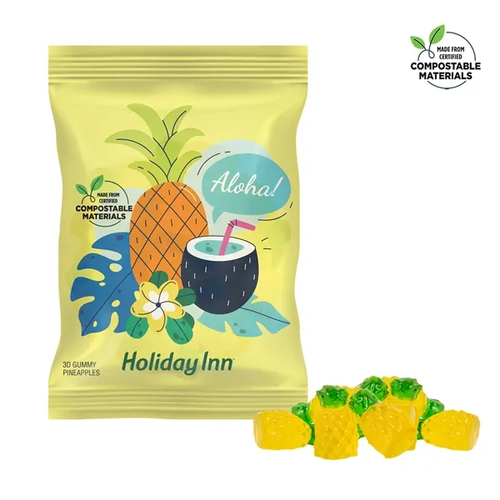 Photo of 4 Oz. Eco Digibag™, Compostable, 3 D Gummy Pineapples