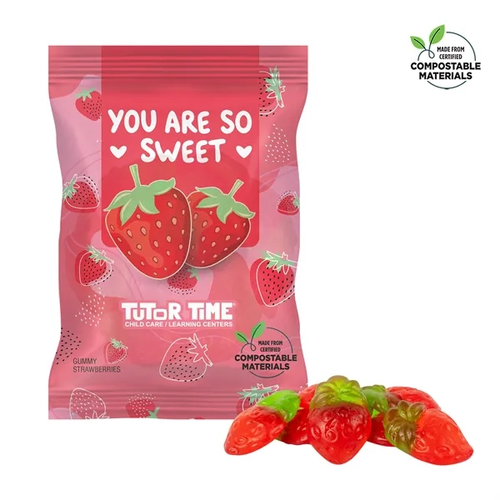 Photo of 4 Oz. Eco Digibag™, Compostable, 3 D Gummy Strawberries