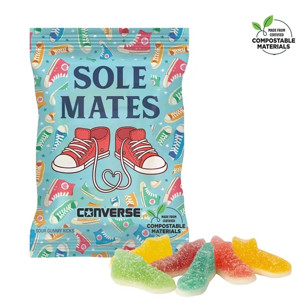 White color option for 4 Oz Eco Digibag™, Compostable & Full Color Sour Gummy Kicks