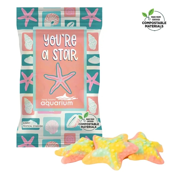 White color option for 4 Oz. Eco Digibag™, Compostable, Tropical Starfish