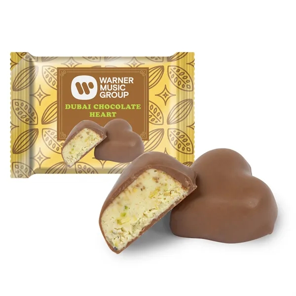 Gold color option for Milk Chocolate Dubai Heart  0.70oz
