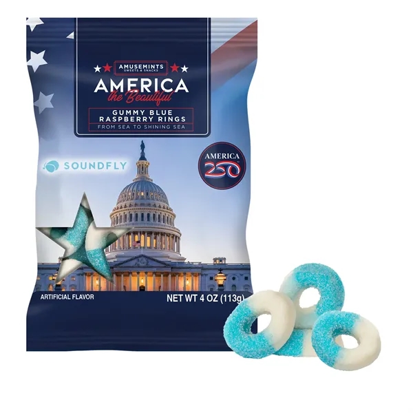 White color option for America 250  4oz. Digibag Blue Raspberry Rings