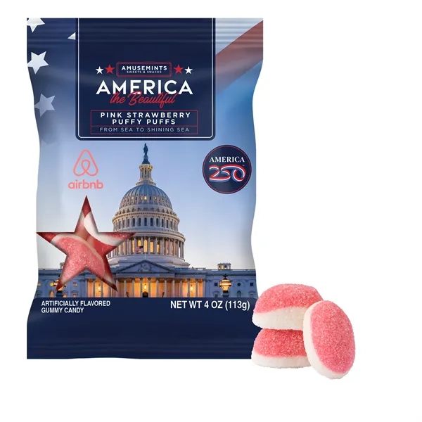 White color option for America 250  4oz. Digibag Strawberry Puffs