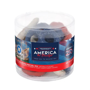 Photo of America 250  Round Acetate Red,White & Blue Mini Pretzels