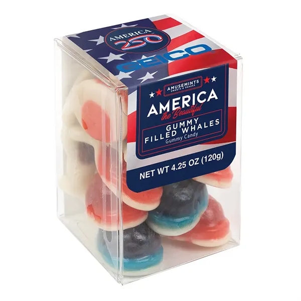 Clear color option for America 250  Short Acetate Gummy Filled Whales