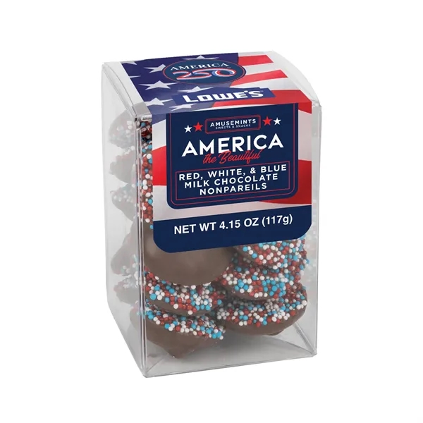 Clear color option for America 250 Short Acetate Patriotic Milk Chocolate Nonpareil