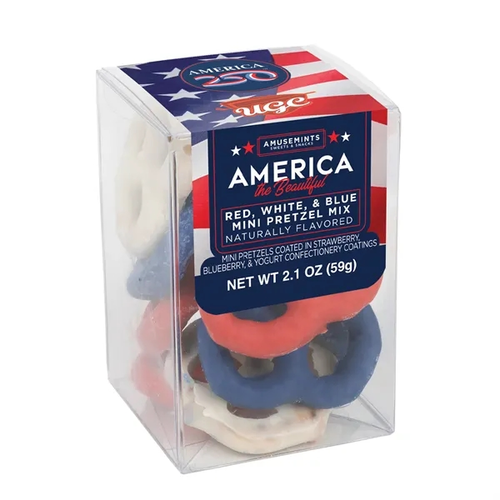 Main photo of America 250 Short Acetate Red, White & Blue Mini Pretzel Mix