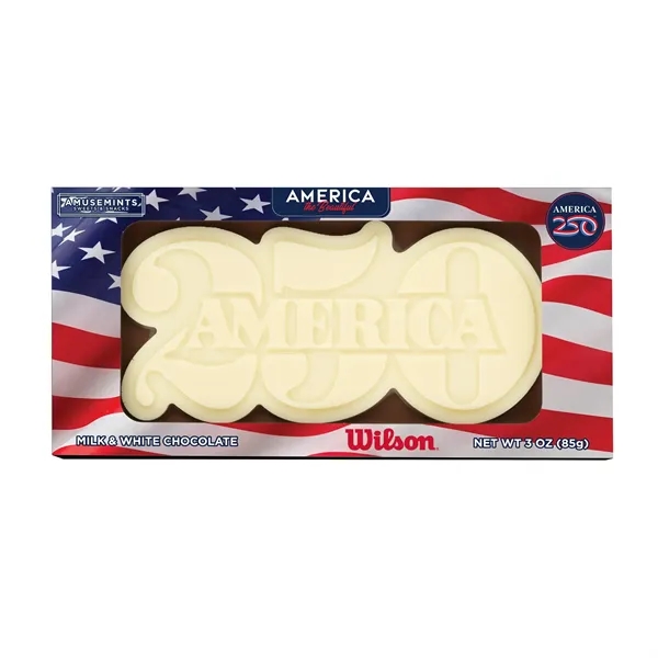 White color option for America 250  3oz Two Tone Chocolate Bar