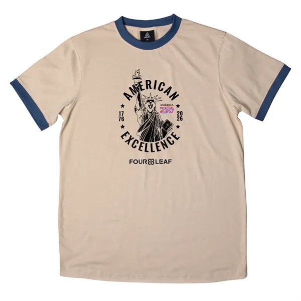 Oatmeal/Blue color option for America 250 Ace Ringer Tee