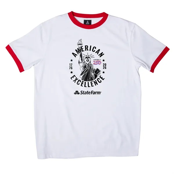 White/Red color option for America 250 Ace Ringer Tee