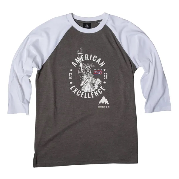 Charcoal/White color option for America 250 Ace Raglan 3/4 Sleeve Tee