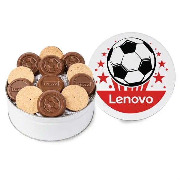 White color option for Soccer 12 Piece Truffle Cookie Gift Tin