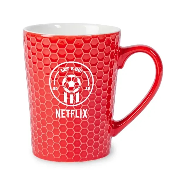 Red color option for Ace Hexagon Textured Soccer Mug