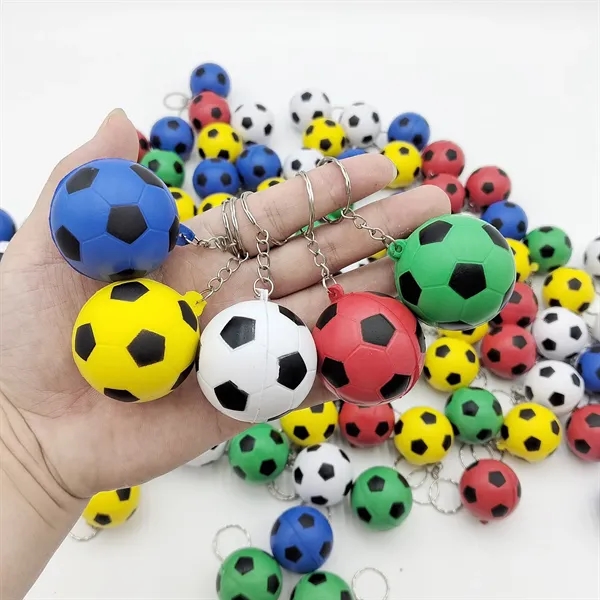 Red color option for Mini Soccer Ball Stress Reliever On Keychain