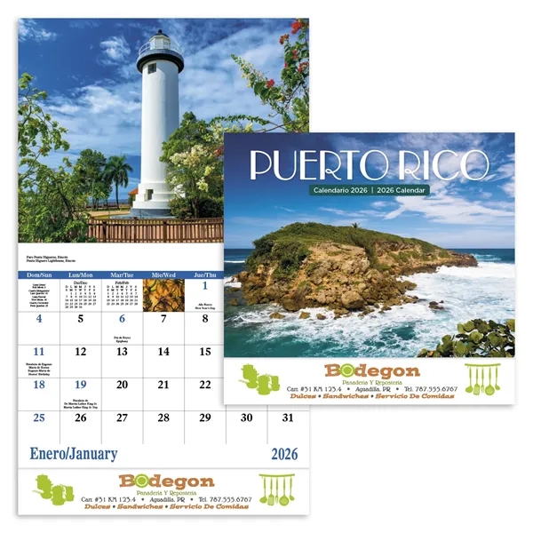 White color option for Puerto Rico Stapled Calendar