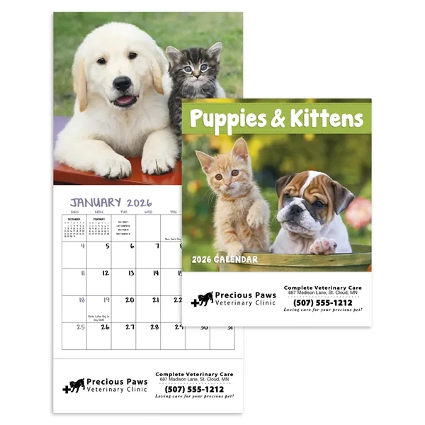 White color option for Puppies Kittens Mini Calendar