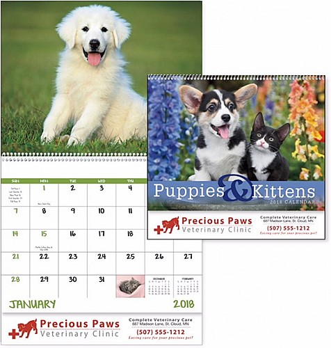 Photo of Puppies Kittens Spiral Calendar