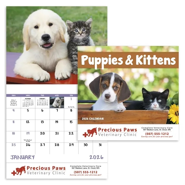 White color option for Puppies Kittens Stapled Calendar