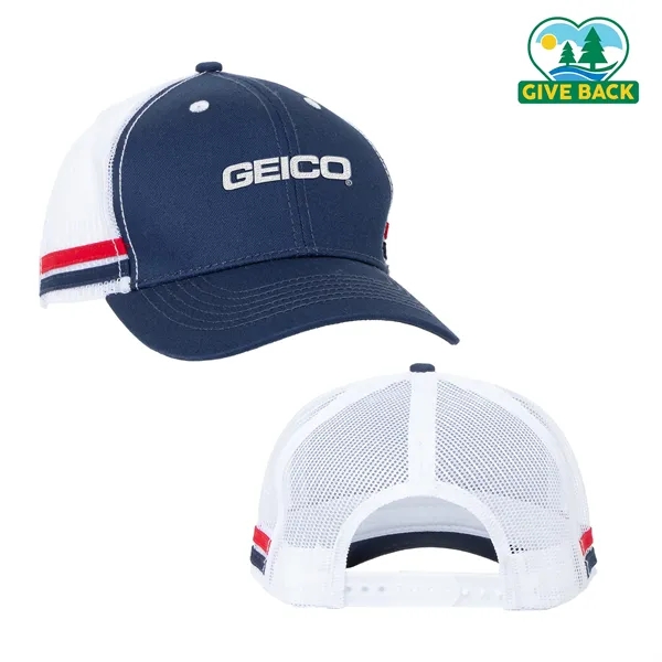 Navy Blue color option for Ace Striped Trucker Hat