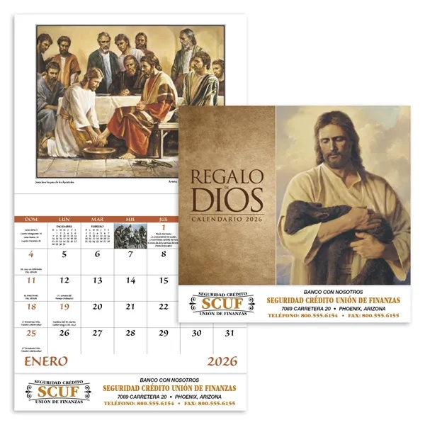 White color option for Regalo De Dios Stapled Calendar