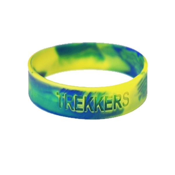 Blue-Lime Green color option for 1" Inch Swirl Color Debossed Silicone Wristbands