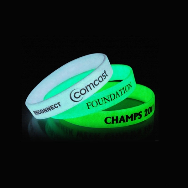 Green color option for Custom Printed Glow In The Dark Silicone Wristbands
