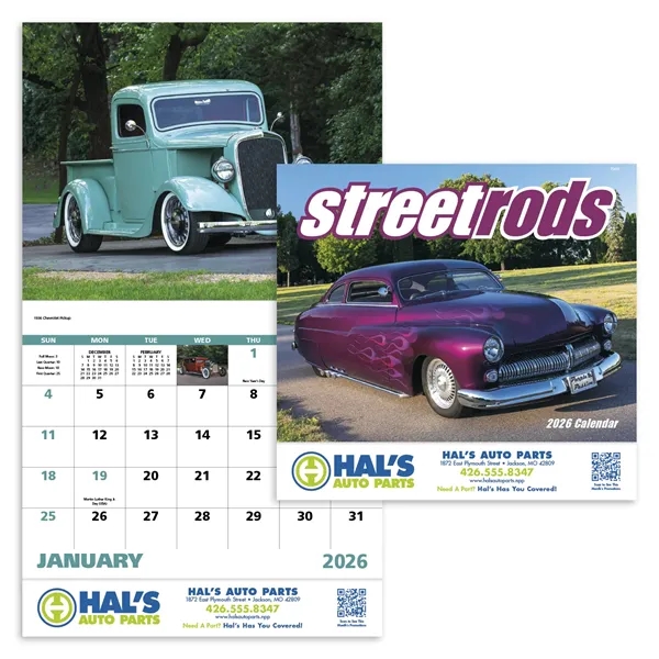 White color option for Street Rods Stapled Calendar