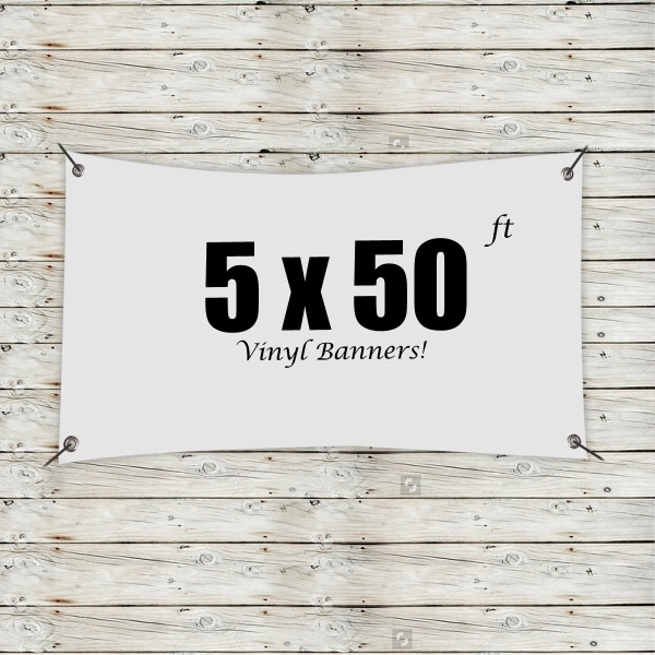 White color option for Custom 5' X 50' Vinyl Banners
