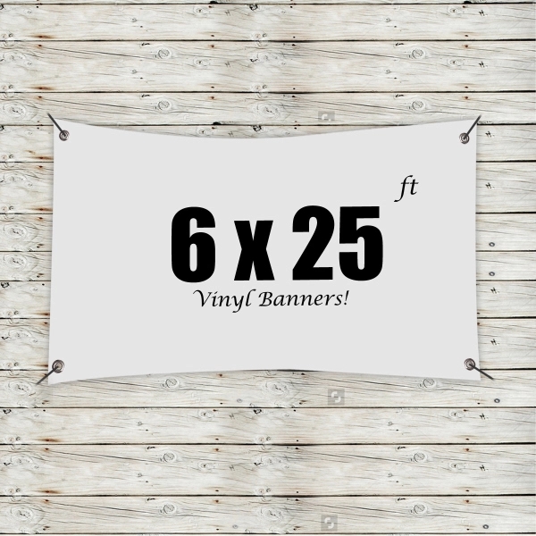 White color option for Custom 6' X 25' Vinyl Banners