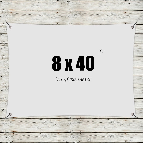 White color option for Custom 8' X 40' Vinyl Banners