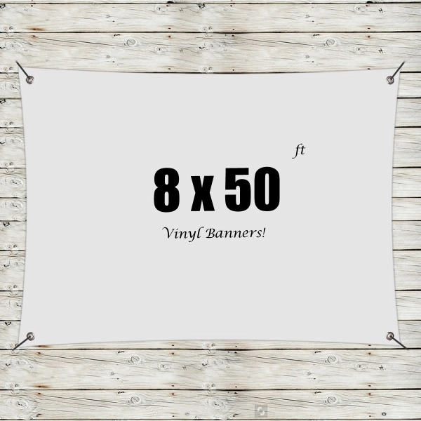White color option for Custom 8' X 50' Vinyl Banners