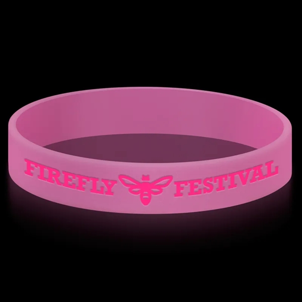 Light Pink color option for Glow In The Dark Printed 1/2" Inch Custom Silicone Wristband