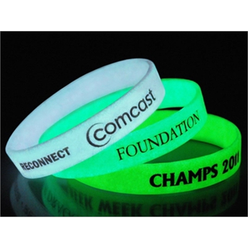 Main photo of Glow In The Dark Printed 1/2" Inch Custom Silicone Wristband