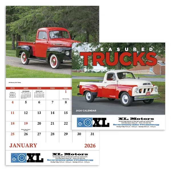 White color option for Treasured Trucks Stapled Calendar
