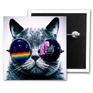 Photo of 2.5" X 2.5" Inch Square Custom Button  72 Hr Rush Delivery!