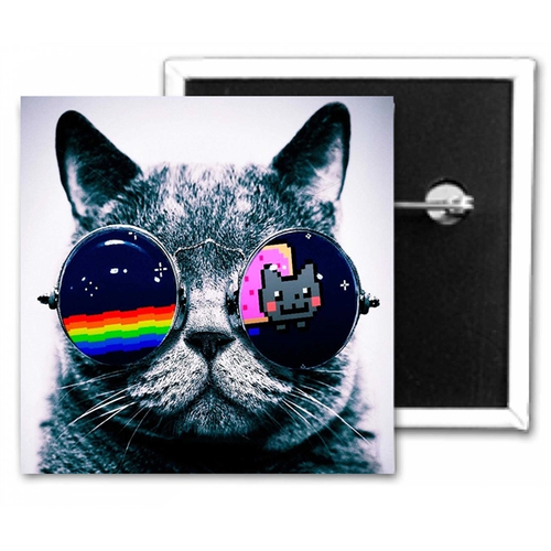 Main photo of 2.5" X 2.5" Inch Square Custom Button  72 Hr Rush Delivery!