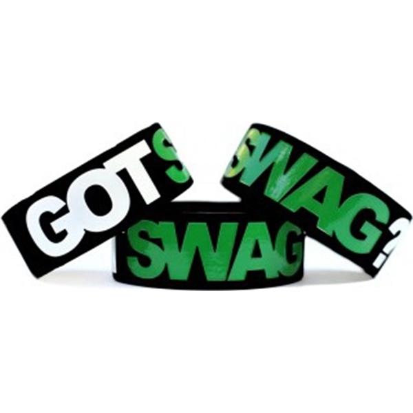 Black-Green color option for Printed 1" Inch Custom Silicone Wristbands