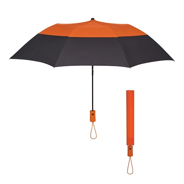 BLACK WITH ORANGE color option for 46" Arc Foldable Umbrella With Automatic Open Mechanism
