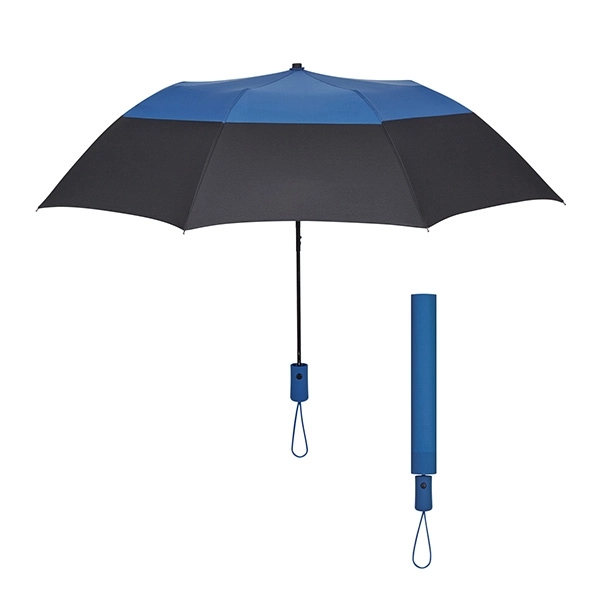 BLACK WITH ROYAL color option for 46" Arc Foldable Umbrella With Automatic Open Mechanism