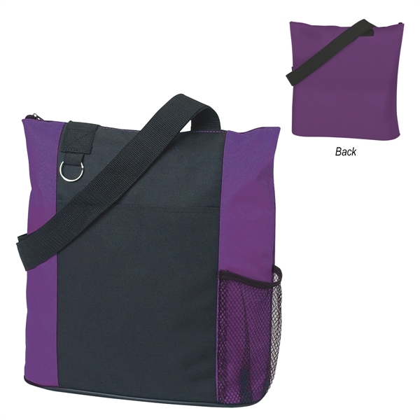 PURPLE WITH BLACK color option for Zipper Tote Bag