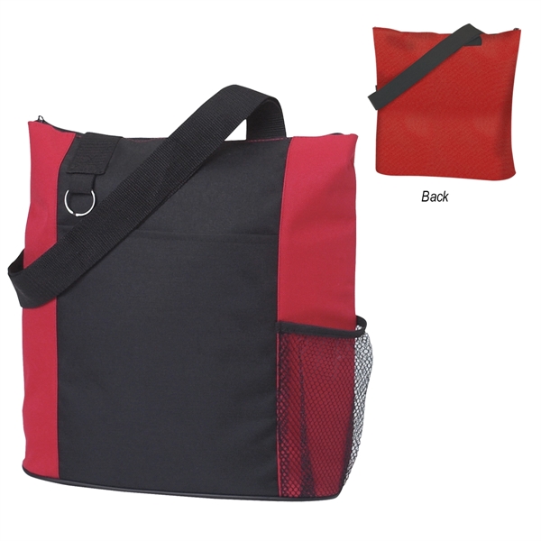 RED WITH BLACK color option for Zipper Tote Bag