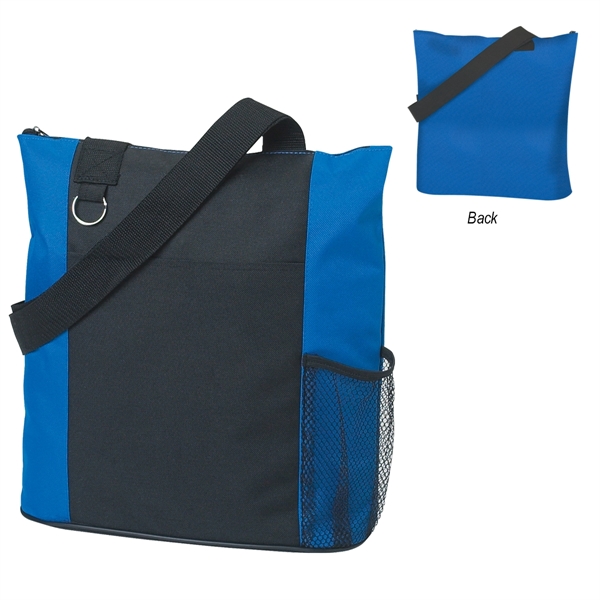 ROYAL BLUE WITH BLACK color option for Zipper Tote Bag