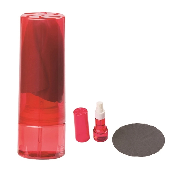 Red color option for Easy To Carry Cleaning Spray With Microfiber Cloth