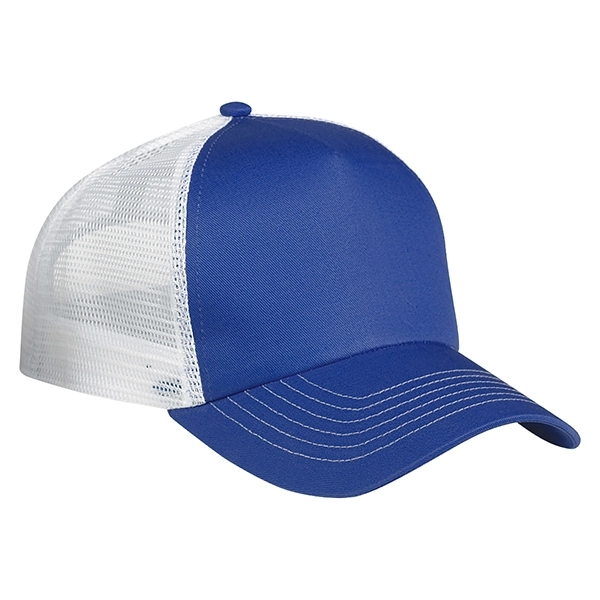 ROYAL WITH WHITE color option for 5 Panel 100% Brushed Buster Cap