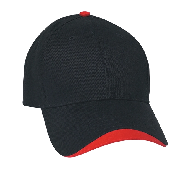 BLACK WITH RED color option for Six Panel Adjustable Cap
