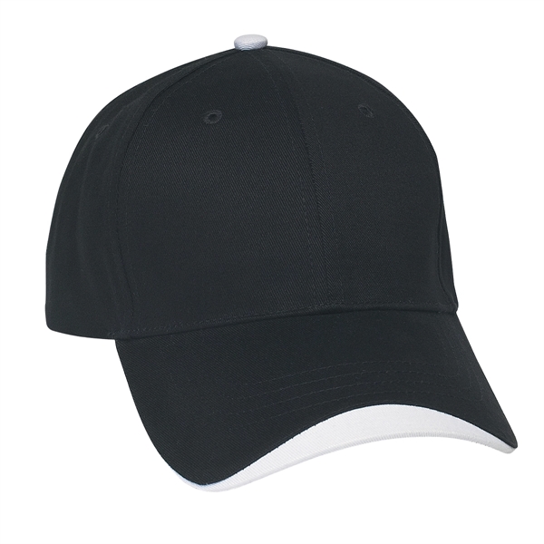 BLACK WITH WHITE color option for Six Panel Adjustable Cap