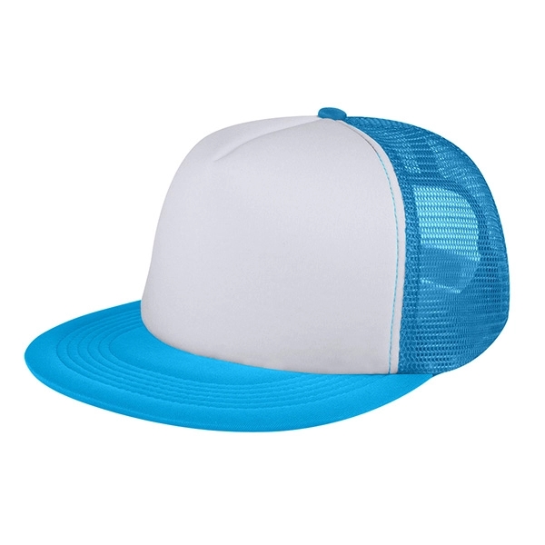 NEON BLUE WITH WHITE              A color option for 100% Polyester Trucker Cap