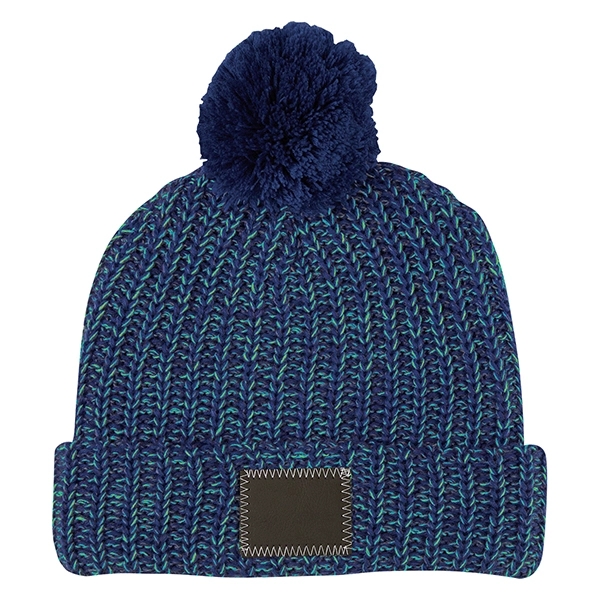 Blue-Green color option for Leatherette Pom Beanie